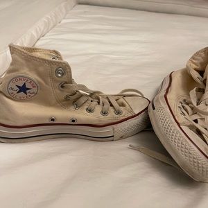 Cream high top converse with red outline - a few stains (seen in photos)
